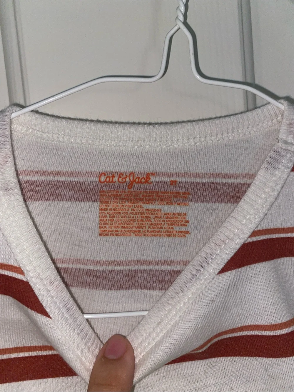 Cat & Jack Red and White Striped Short-Sleeve Tee